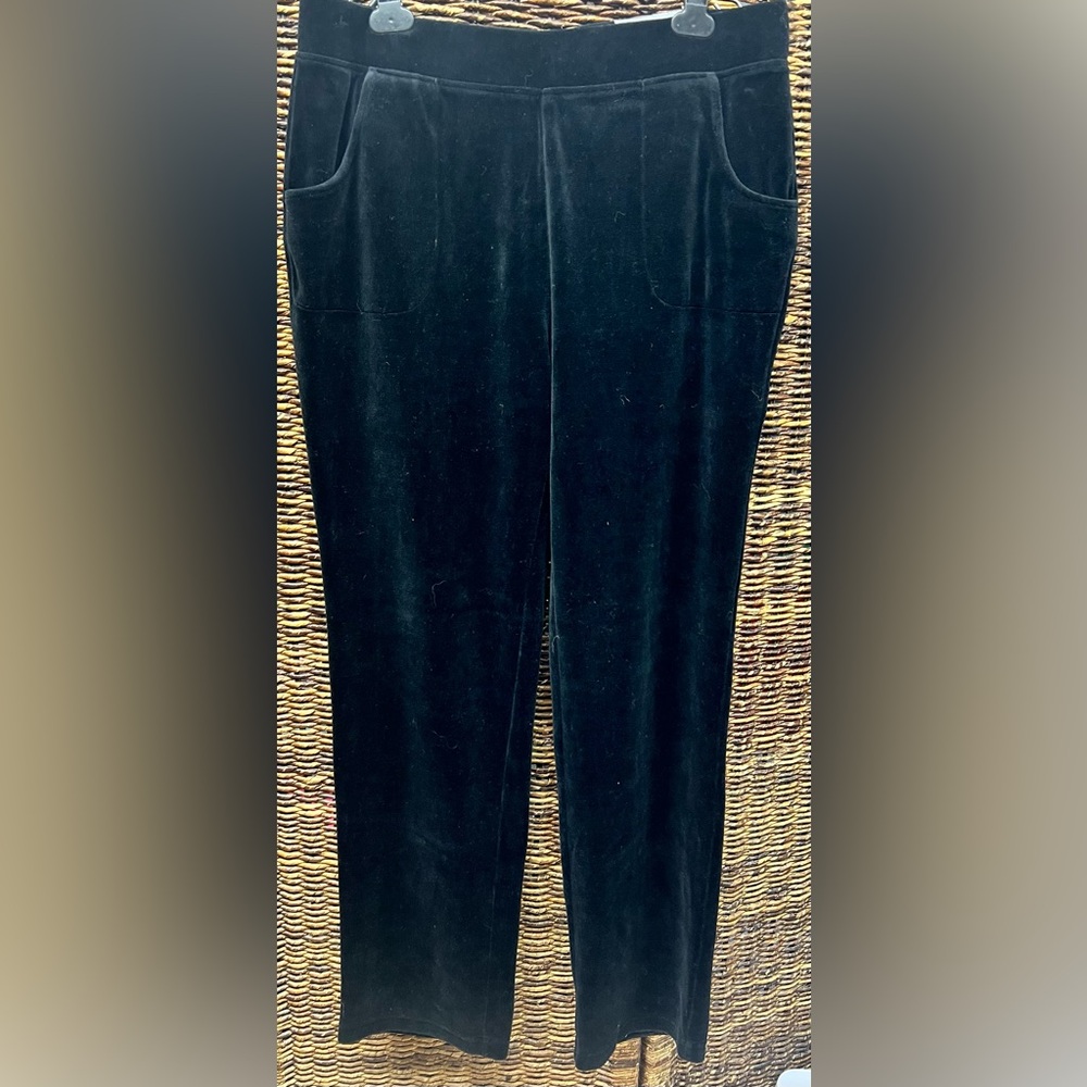 Zenergy by‎ Chicos- Black Velour Solid Pants, Size:1, New with tags